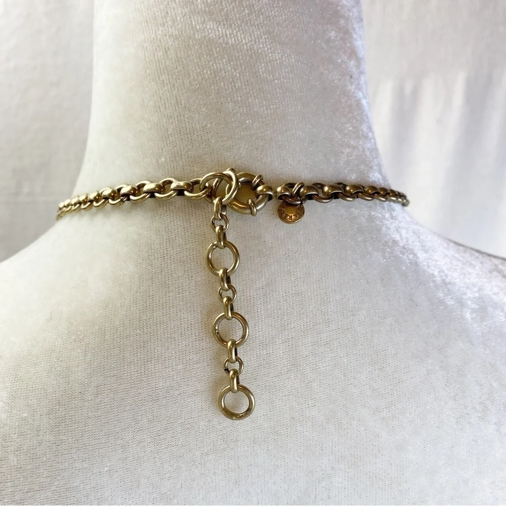 J crew Matte gold Acrylic gem cluster statement necklace